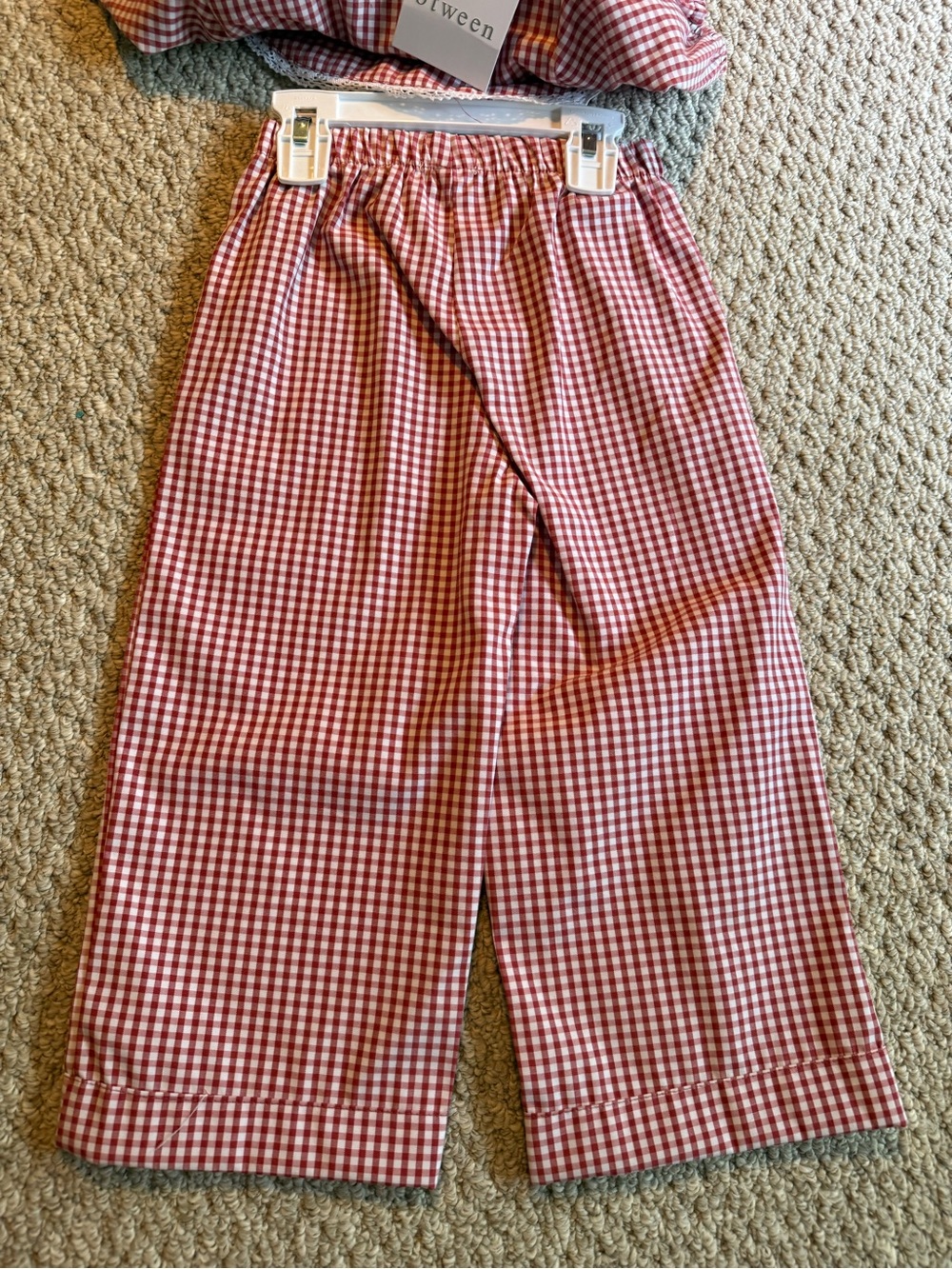 Red Gingham Two-Piece Set with Peter Pan Collar 3T NWT - Picture 2 of 4